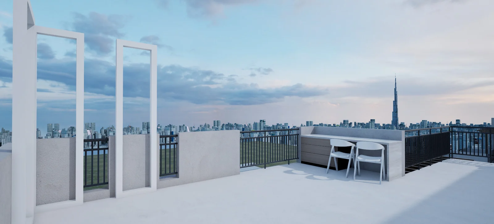 Rooftop over the Dubai skyline